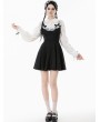 Dark in love Black and White Dolly Lolita Faux Two-Piece Ribbon Short Dress