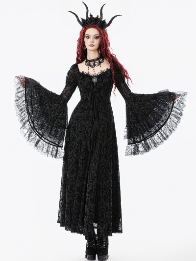 Dark in love Black Gothic Royal Jewel Embellished Vintage Maxi Dress