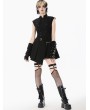 Dark in love Black Gothic Punk Studded Asymmetrical Pleated Short Dress