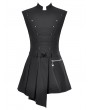Dark in love Black Gothic Punk Studded Asymmetrical Pleated Short Dress