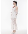 Dark in love White Romantic Gothic Floral Lace Mermaid Maxi Dress