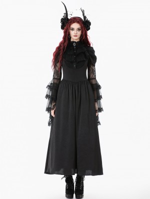 chinese dress ladies Witchwood Bags Black Annabel Romantic Cottage Goth Tiered Dress 3X/20 main image 0