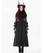Dark in love Black Gothic Victorian Ruffled Mesh Flared Sleeve Long Dress