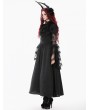 Dark in love Black Gothic Victorian Ruffled Mesh Flared Sleeve Long Dress