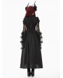 Dark in love Black Gothic Victorian Ruffled Mesh Flared Sleeve Long Dress