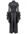 Dark in love Black Gothic Victorian Ruffled Mesh Flared Sleeve Long Dress