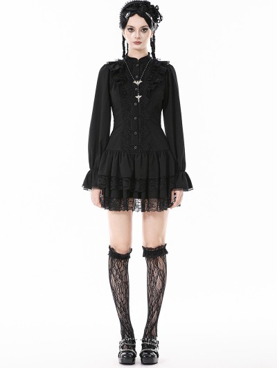 Dark in love Black Lolita Dark Gothic Drop Waist Mini Dress