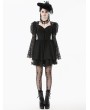 Dark in love Black Gothic Lace Puff Sleeve Princess Short Dress