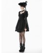 Dark in love Black Gothic Lace Puff Sleeve Princess Short Dress