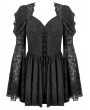 Dark in love Black Gothic Lace Puff Sleeve Princess Short Dress