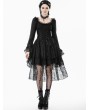 Dark in love Black Romantic Gothic Lace High-Low Tiered Dress