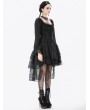 Dark in love Black Romantic Gothic Lace High-Low Tiered Dress
