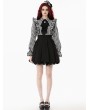 Dark in love Black and White Lolita Dark Striped Preppy Dress with Detachable Collar