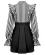 Dark in love Black and White Lolita Dark Striped Preppy Dress with Detachable Collar