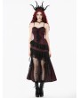 Dark in love Red Rose Gothic Asymmetric Layered Lace Ruffle Dress