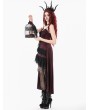 Dark in love Red Rose Gothic Asymmetric Layered Lace Ruffle Dress