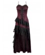 Dark in love Red Rose Gothic Asymmetric Layered Lace Ruffle Dress