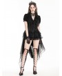 Dark in love Black Gothic Deep V-neck Ruffle Shirt for Women