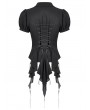 Dark in love Black Gothic Deep V-neck Ruffle Shirt for Women