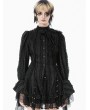Dark in love Black Tattered Gothic Lace Trim Shirt for Women