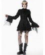 Dark in love Black Tattered Gothic Lace Trim Shirt for Women
