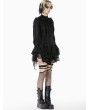 Dark in love Black Tattered Gothic Lace Trim Shirt for Women