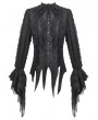 Dark in love Black Tattered Gothic Lace Trim Shirt for Women