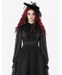 Dark in love Black Ruffle Gothic Lantern Sleeve Blouse for Women