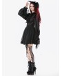 Dark in love Black Ruffle Gothic Lantern Sleeve Blouse for Women