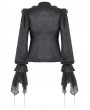 Dark in love Black Ruffle Gothic Lantern Sleeve Blouse for Women