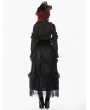 Dark in love Black Gothic Ruffled Lace Illusion Neck Blouse for Women