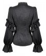Dark in love Black Gothic Ruffled Lace Illusion Neck Blouse for Women