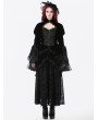 Dark in love Black Retro Gothic Lace Velvet Tiered High Low Jacket for Women