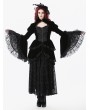 Dark in love Black Retro Gothic Lace Velvet Tiered High Low Jacket for Women
