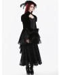 Dark in love Black Retro Gothic Lace Velvet Tiered High Low Jacket for Women