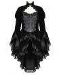 Dark in love Black Retro Gothic Lace Velvet Tiered High Low Jacket for Women