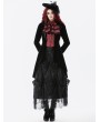 Dark in love Black and Red Retro Gothic Velvet Faux Two-Piece Tailcoat for Women