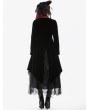 Dark in love Black and Red Retro Gothic Velvet Faux Two-Piece Tailcoat for Women