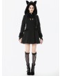 Dark in love Black Gothic Cute Cat Ear Fuzzy Hoodie Coat for Women