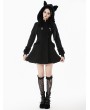 Dark in love Black Gothic Cute Cat Ear Fuzzy Hoodie Coat for Women