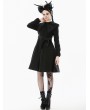 Dark in love Black Gothic Bowknot Embroidered Warm Coat for Women