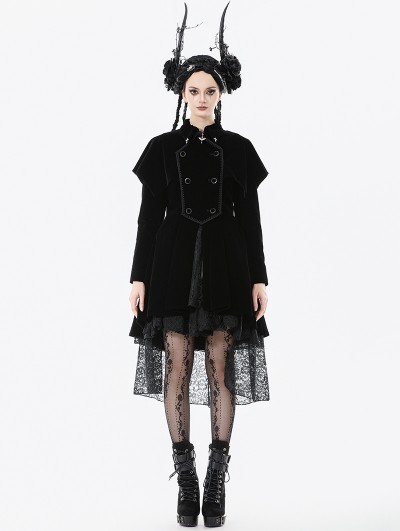 Dark in love Black Retro Gothic Bat-Winged Witch Velvet Coat for Women