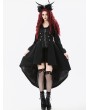 Dark in love Black Gothic PU Leather Irregular Trench Coat for Women