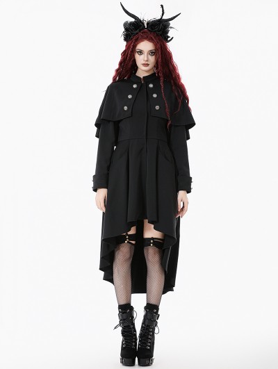Dark in love Black Mystic Retro Gothic High-Low Cape Coat for Women
