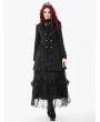 Dark in love Black Retro Gothic Jacquard Velvet Coat for Women