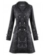 Dark in love Black Retro Gothic Jacquard Velvet Coat for Women