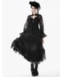 Dark in love Black Gothic Lace Embroidered Layered Maxi Petticoat Skirt