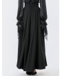 Dark in love Black Vintage Gothic Lace Applique Pleated Maxi Skirt