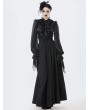 Dark in love Black Vintage Gothic Lace Applique Pleated Maxi Skirt