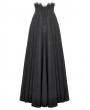 Dark in love Black Vintage Gothic Lace Applique Pleated Maxi Skirt